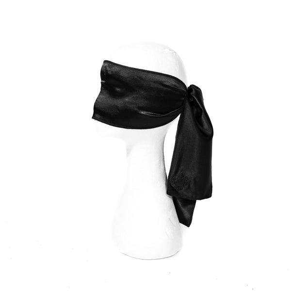 SiaLinda: Augenbinde Zola II Jeanne, schwarz, Satin mit Lilie. Bondagetuch - SiaLinda.com
